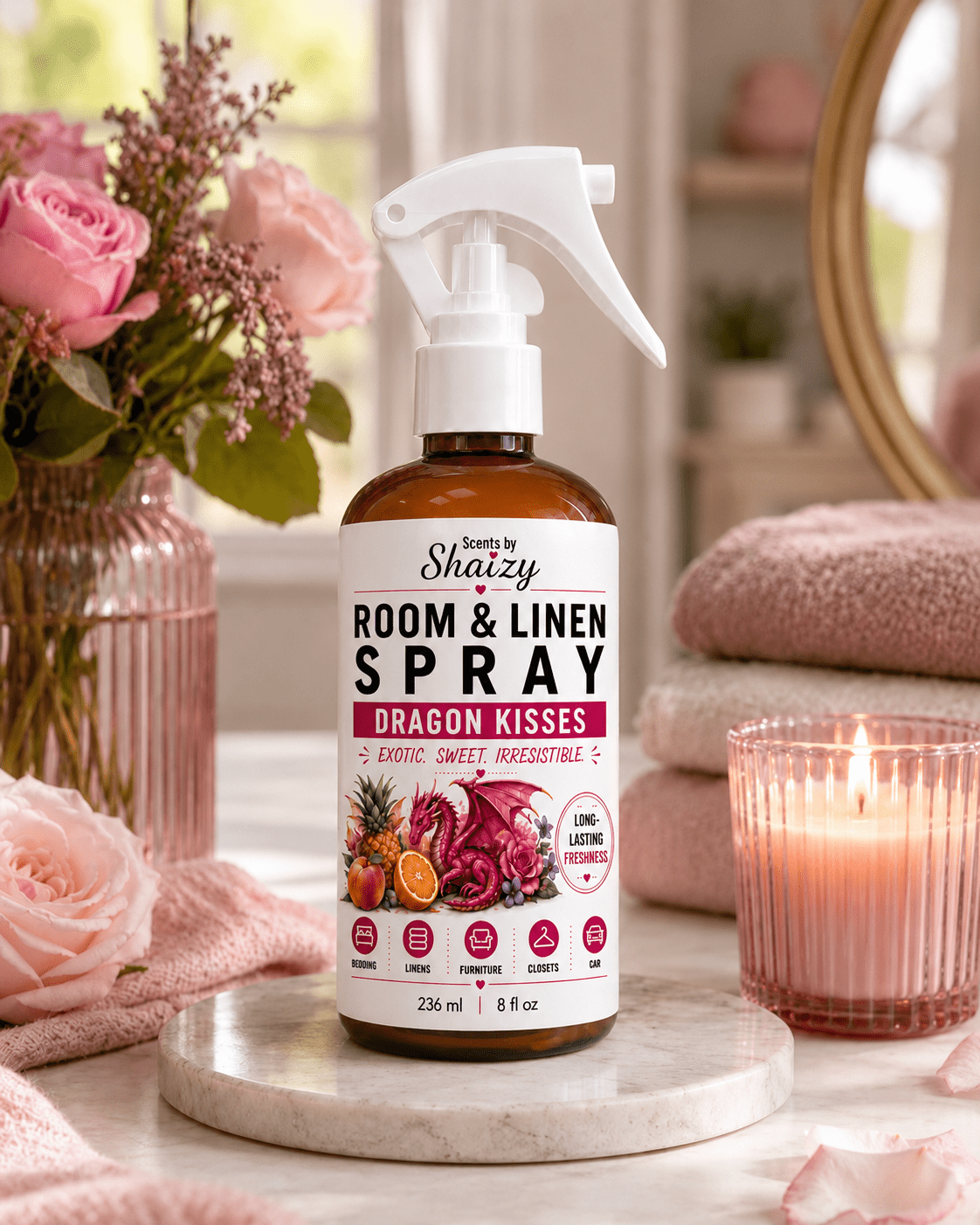 Dragon Kisses Room & Linen Spray | Fruity Floral Scent - Scents By Shaizy