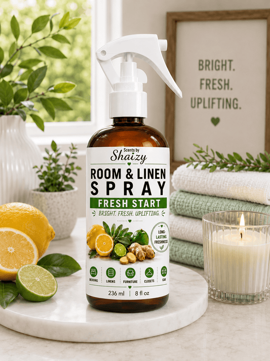 Fresh Start Room & Linen Spray – Ginger, Lime, Citrus & Sage - Scents By Shaizy