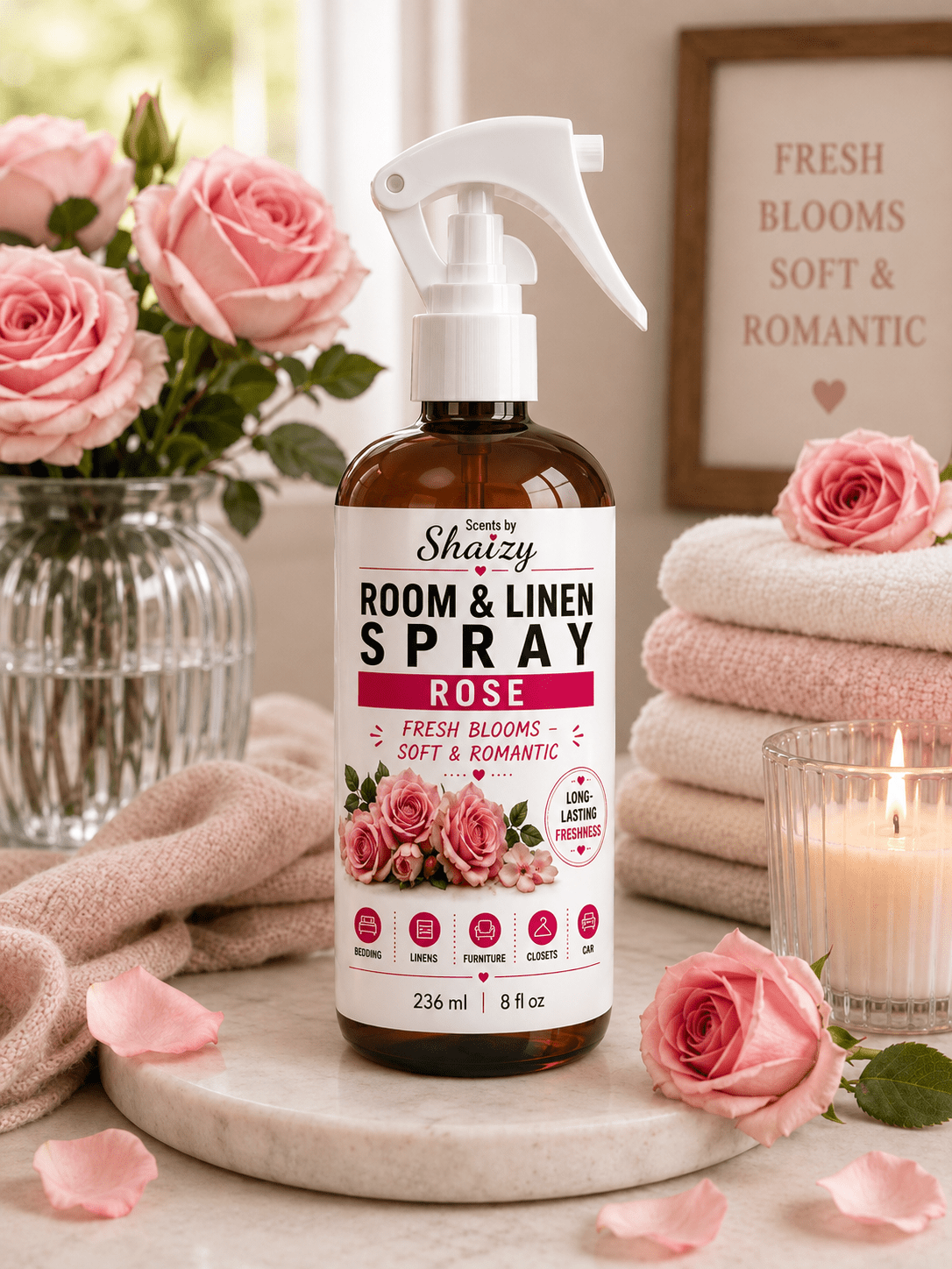 Rose Room & Linen Spray – Soft Floral Elegance - Scents By Shaizy