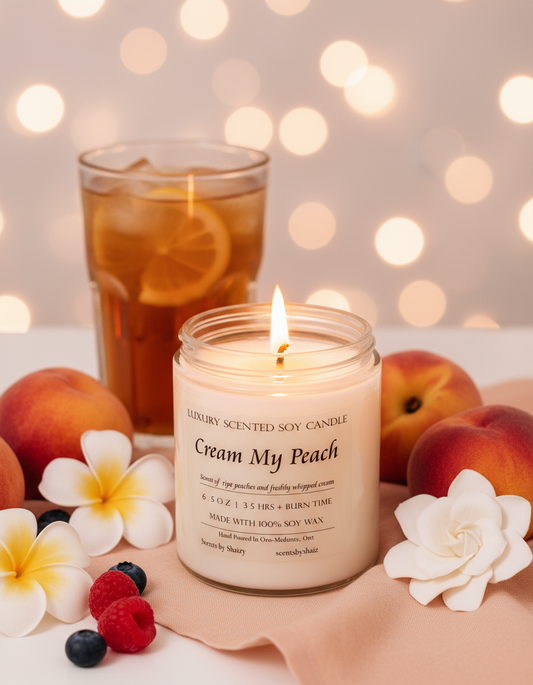Cream My Peach Soy Candle - Sweet Summer Lifestyle Image