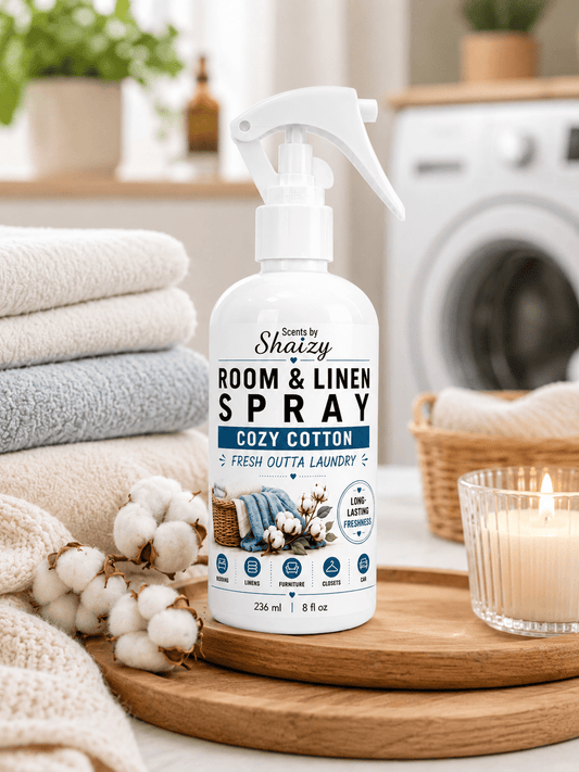 Cozy Cotton Room & Linen Spray – Fresh Laundry Scent - Scents By Shaizy