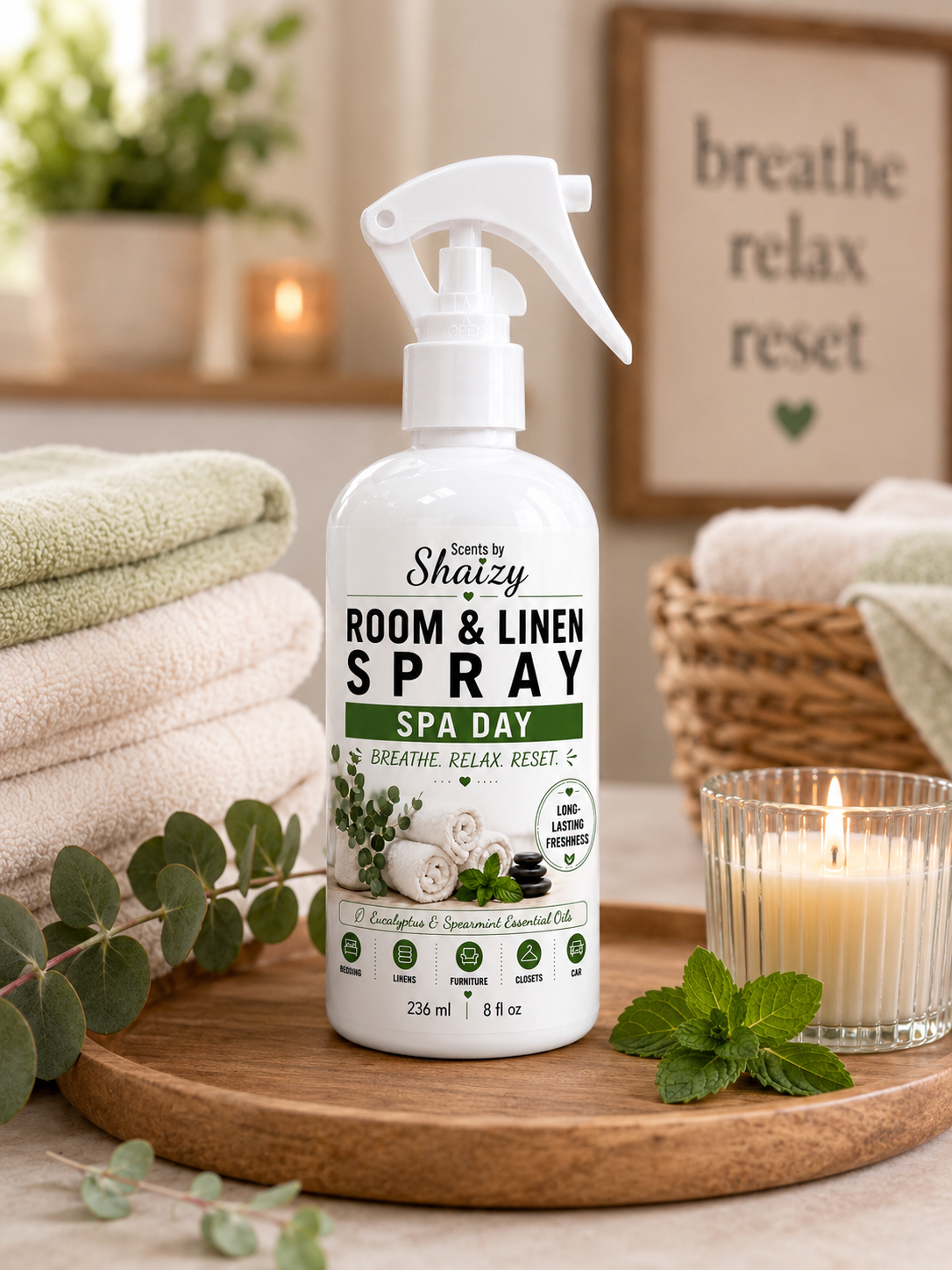 Spa Day Room & Linen Spray – Eucalyptus & Spearmint