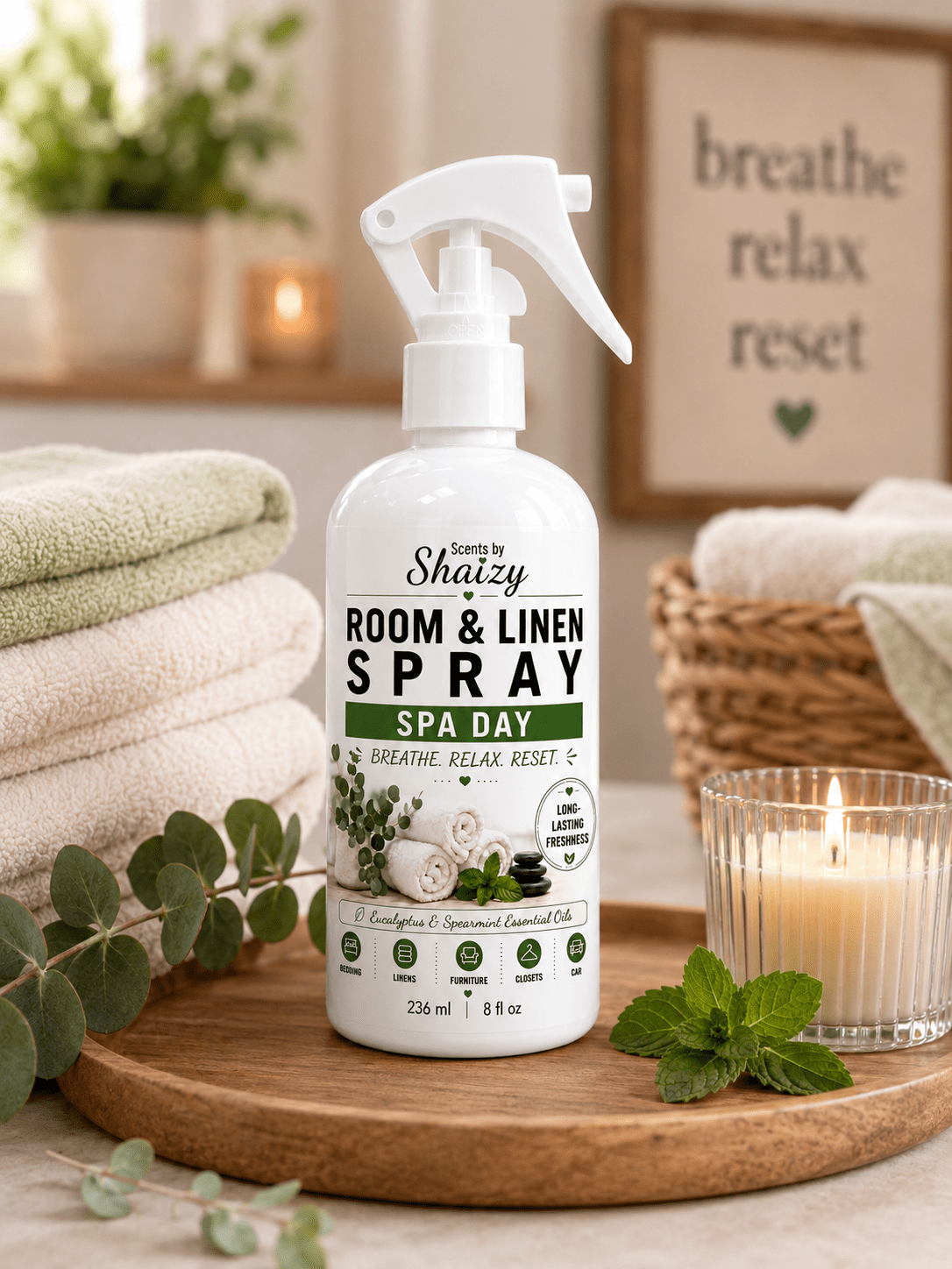 Spa Day Room & Linen Spray – Eucalyptus & Spearmint - Scents By Shaizy