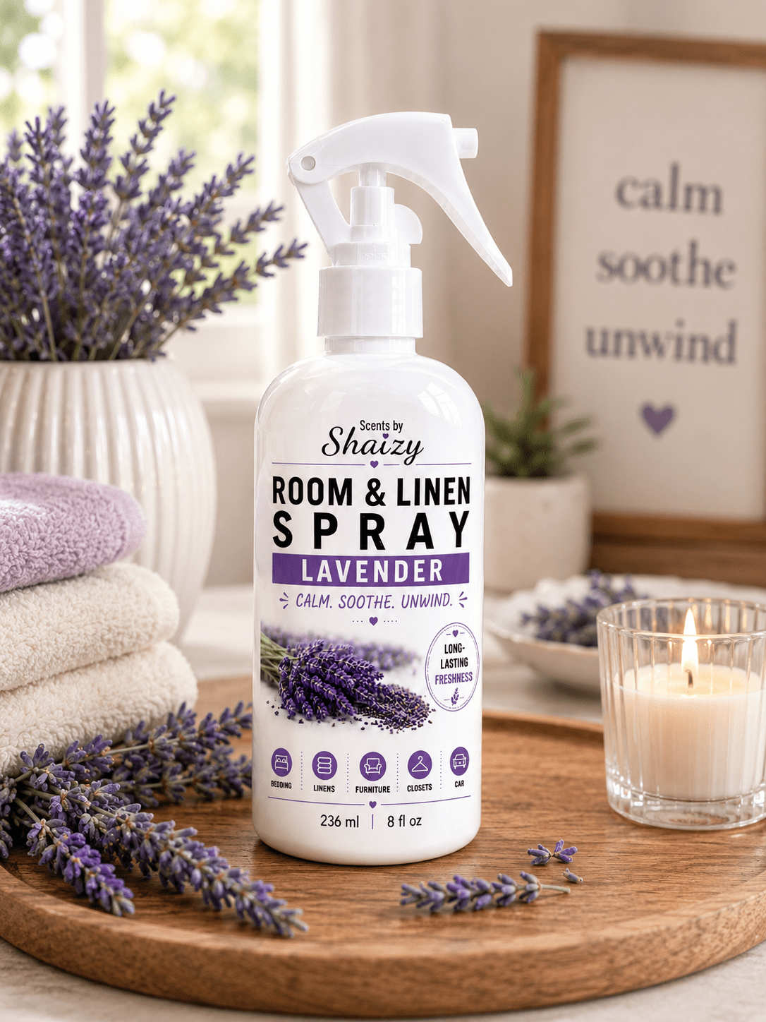Lavender Room & Linen Spray – Pure Essential Oil - Scents By Shaizy