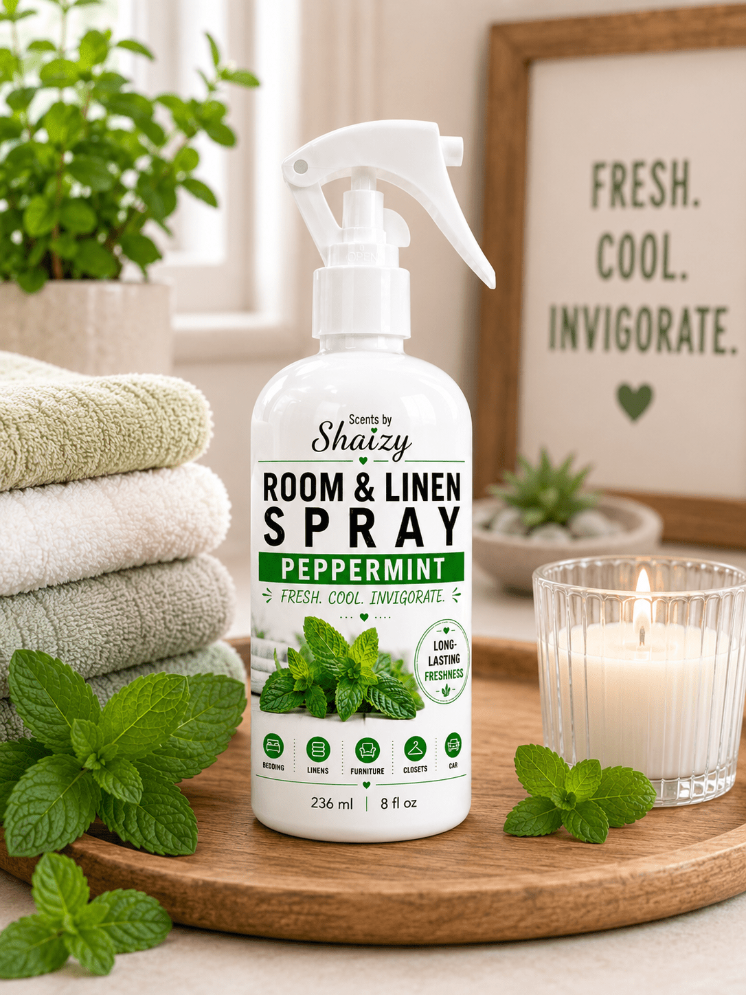 Peppermint Room & Linen Spray – Pure Essential Oil - Scents By Shaizy
