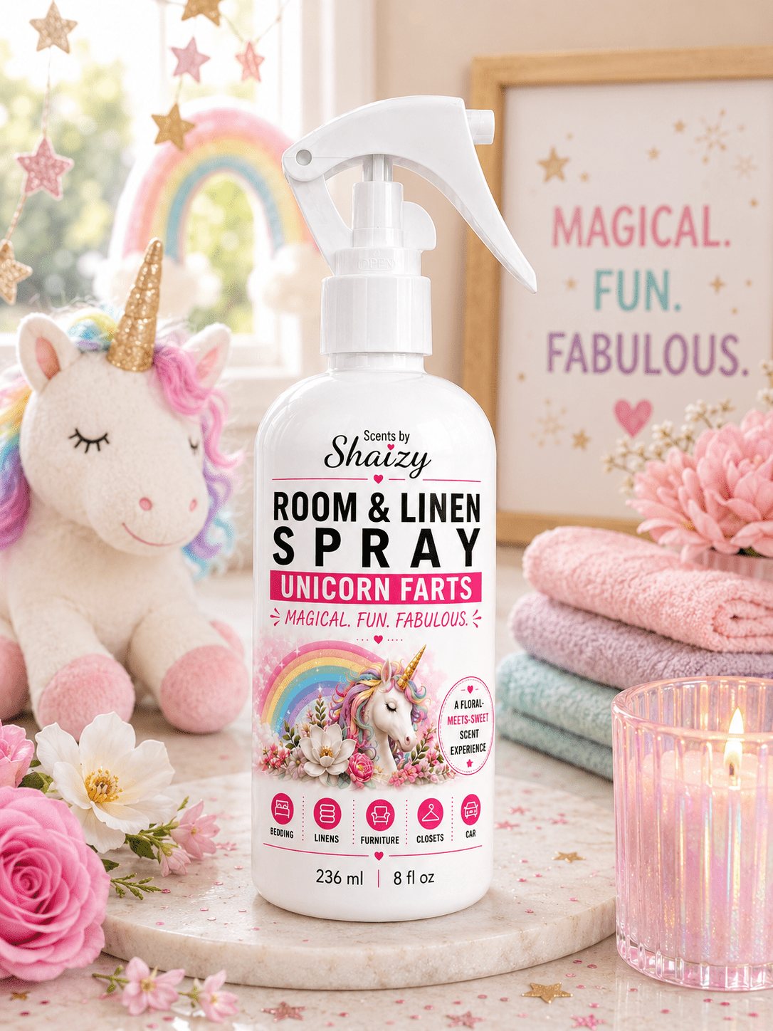Unicorn Farts Room & Linen Spray – Floral Meets Sweet - Scents By Shaizy