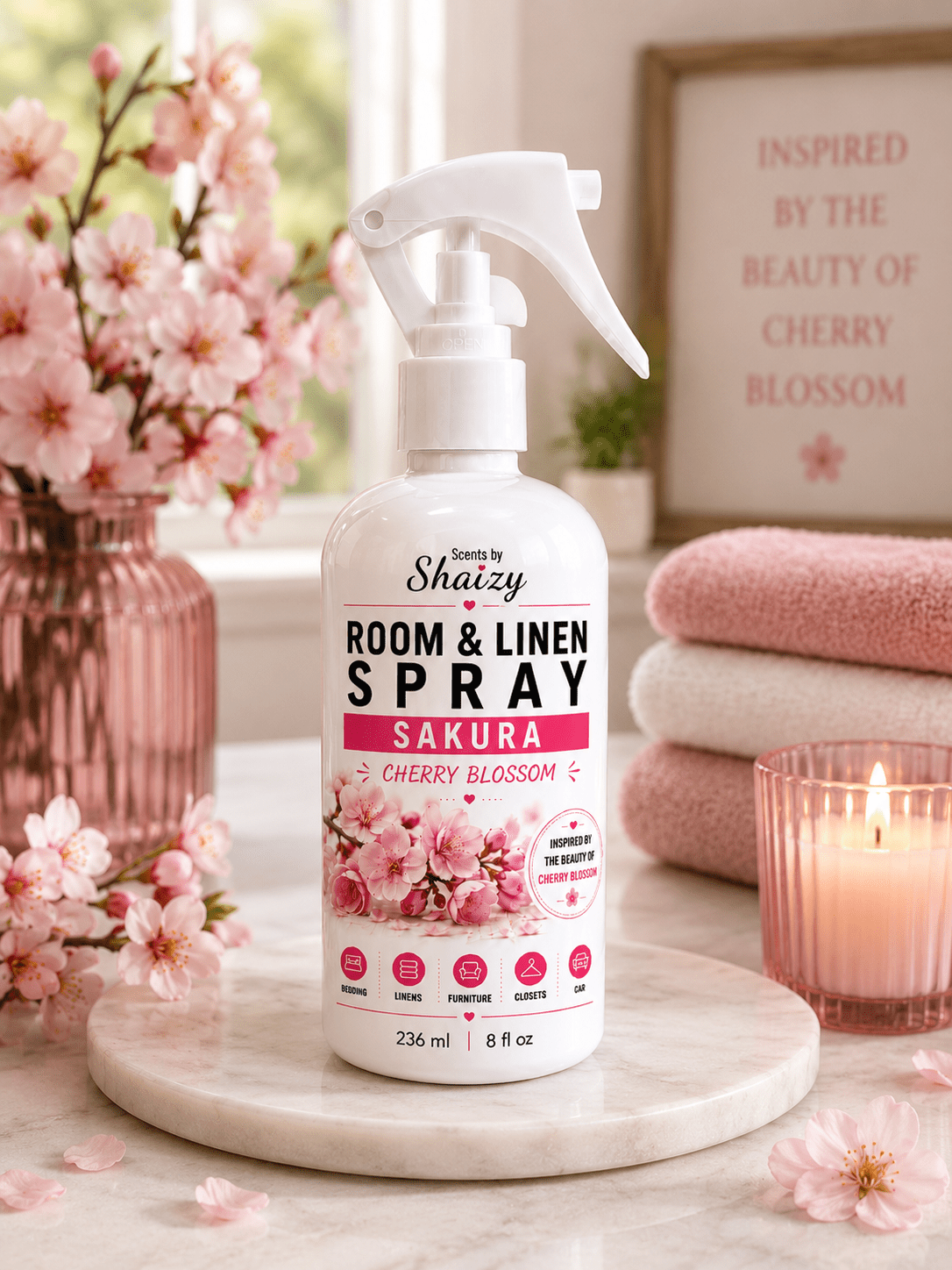 Sakura Room & Linen Spray – Rose, Jasmine & Sandalwood - Scents By Shaizy