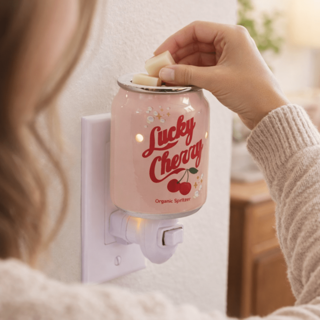 Vintage Pink Soda Bottle Warmer Glowing with Wax Melts