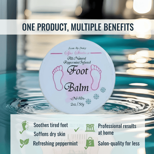 Peppermint Foot Balm - 2oz Healing Tin for Dry, Cracked Feet | 100% Natural Relief - Scents By Shaizy