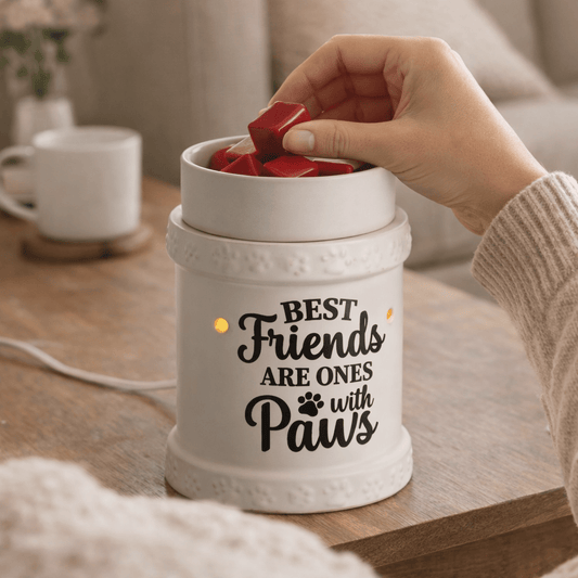 Pet Lover Wax Warmer Glowing with Red Wax Melts
