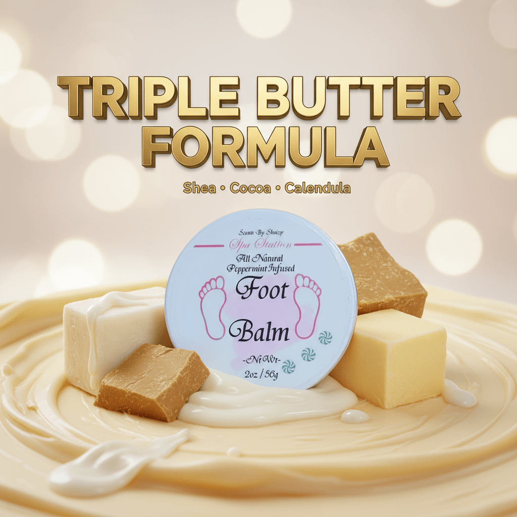 Peppermint Foot Balm - 2oz Healing Tin for Dry, Cracked Feet | 100% Natural Relief - Scents By Shaizy