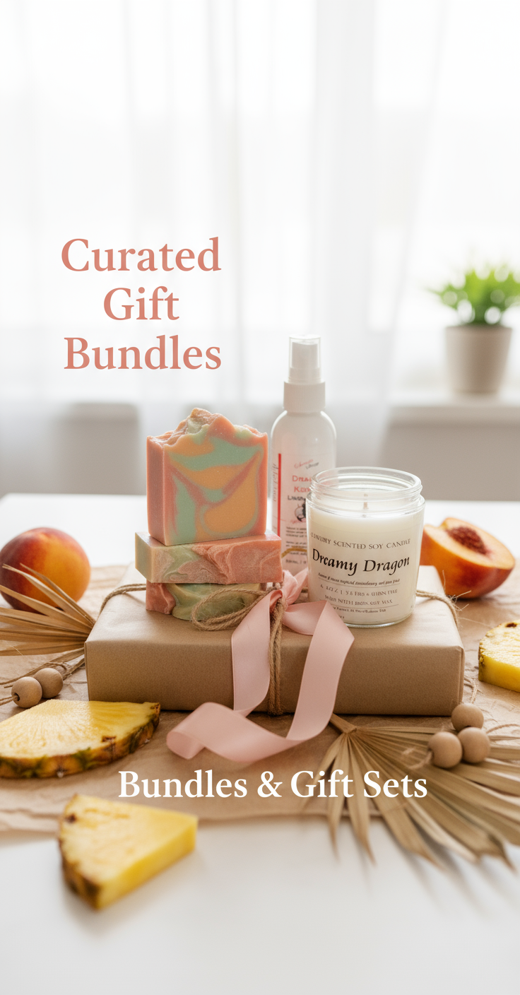 Dreamy Dragon gift bundle featuring bar soap, soy candle, and linen spray by Scents by Shaizy