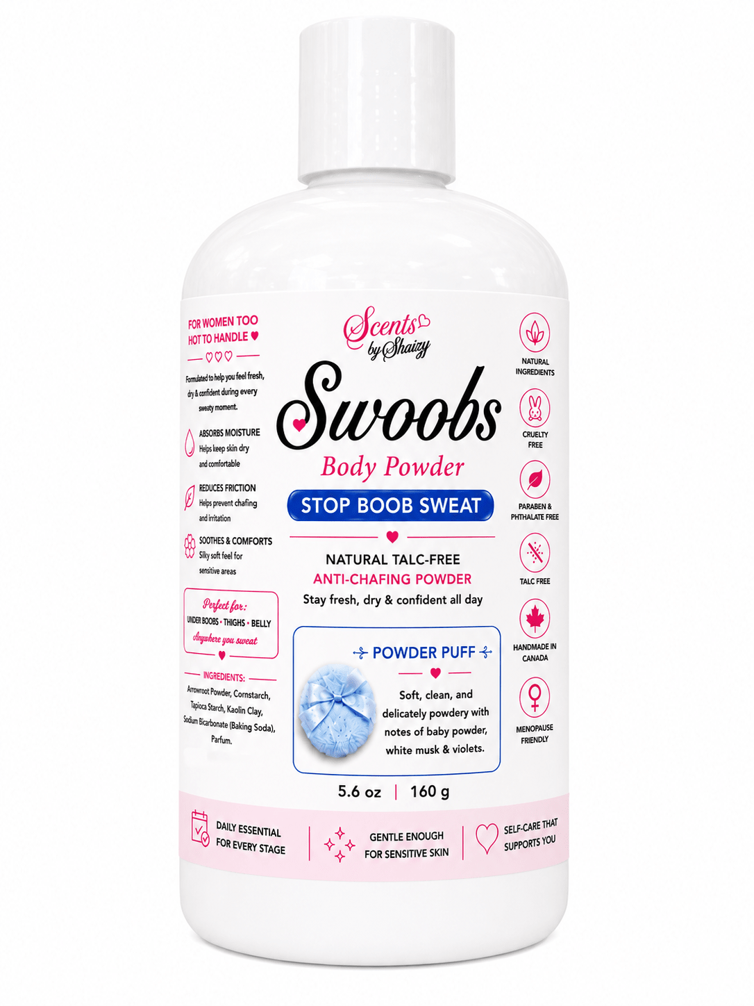 Swoobs Body Powder - Natural Talc - Free Anti - Chafing Powder - Scents By Shaizy
