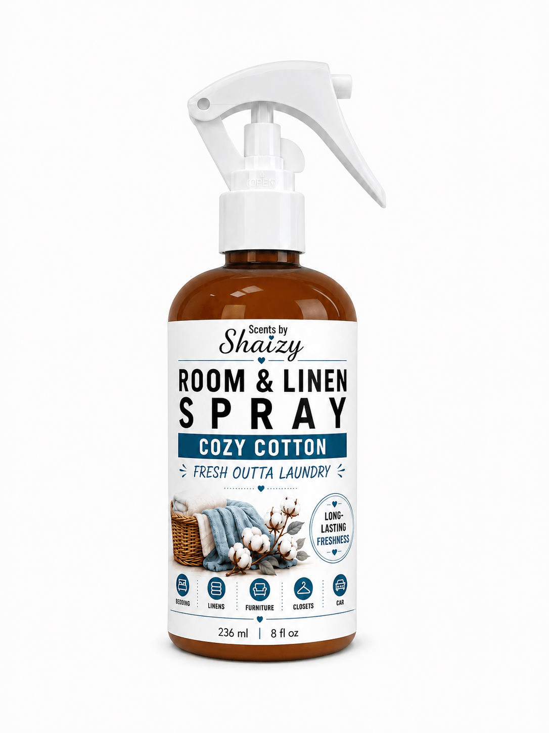 Cozy Cotton Room & Linen Spray – Fresh Laundry Scent - Scents By Shaizy