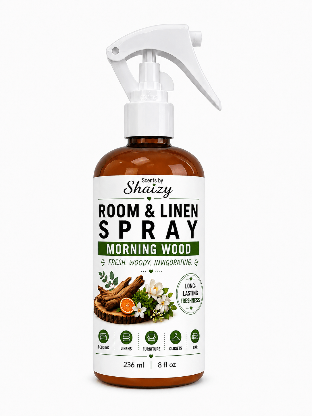 Morning Wood Room & Linen Spray – Sandalwood & Vanilla - Scents By Shaizy
