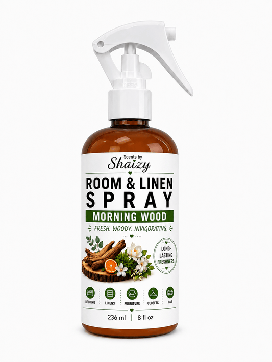 Morning Wood Room & Linen Spray – Sandalwood & Vanilla - Scents By Shaizy