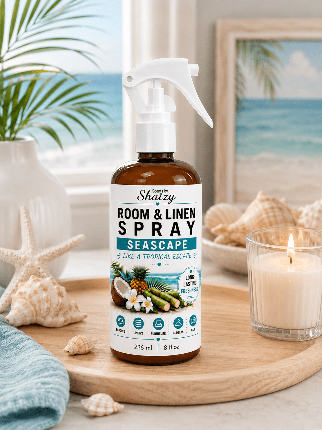Seascape Room & Linen Spray – Coconut, Pineapple & Sugarcane - Scents By Shaizy