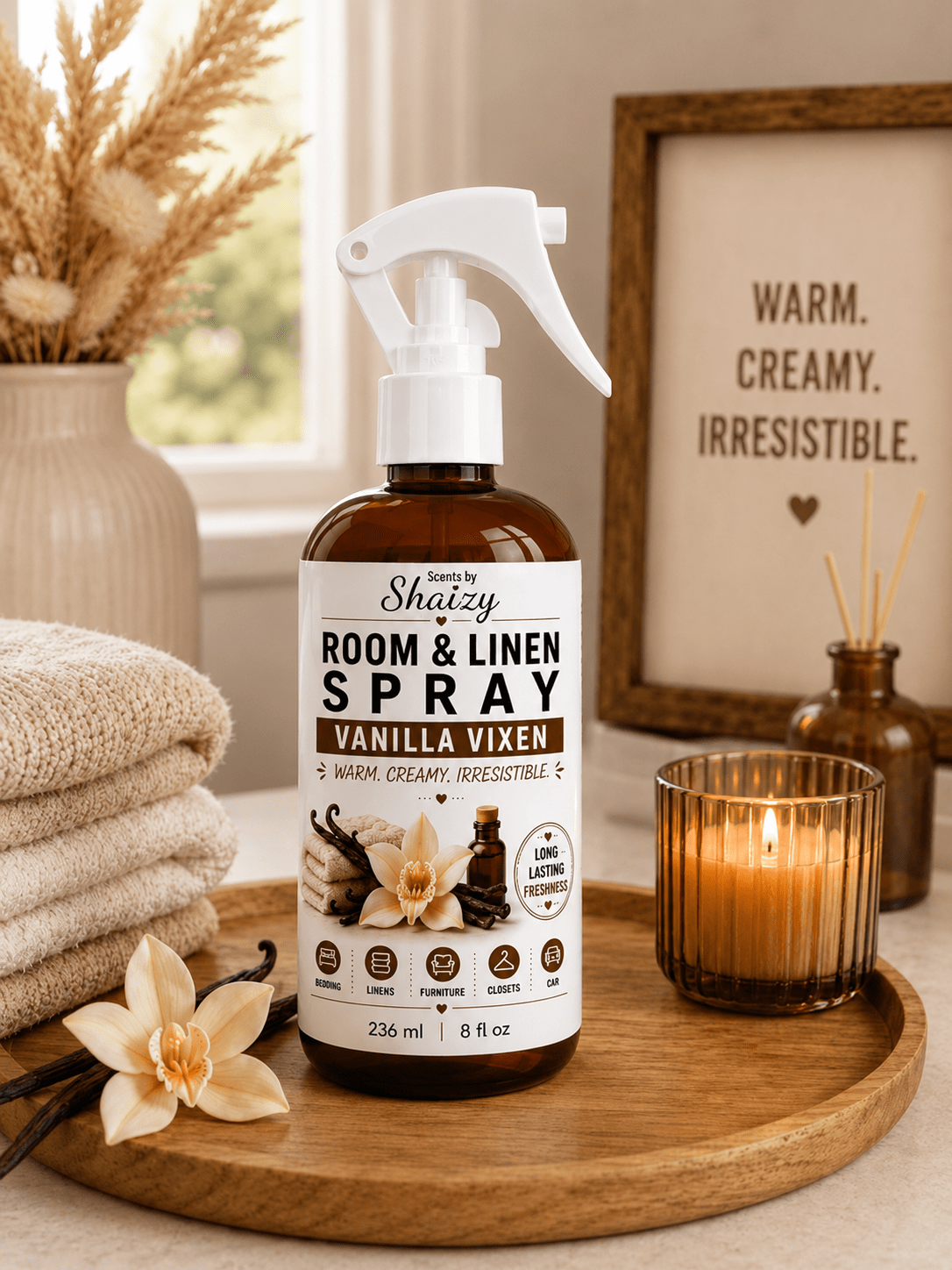 Vanilla Vixen Room & Linen Spray – Creamy Vanilla & Spicy Musk - Scents By Shaizy