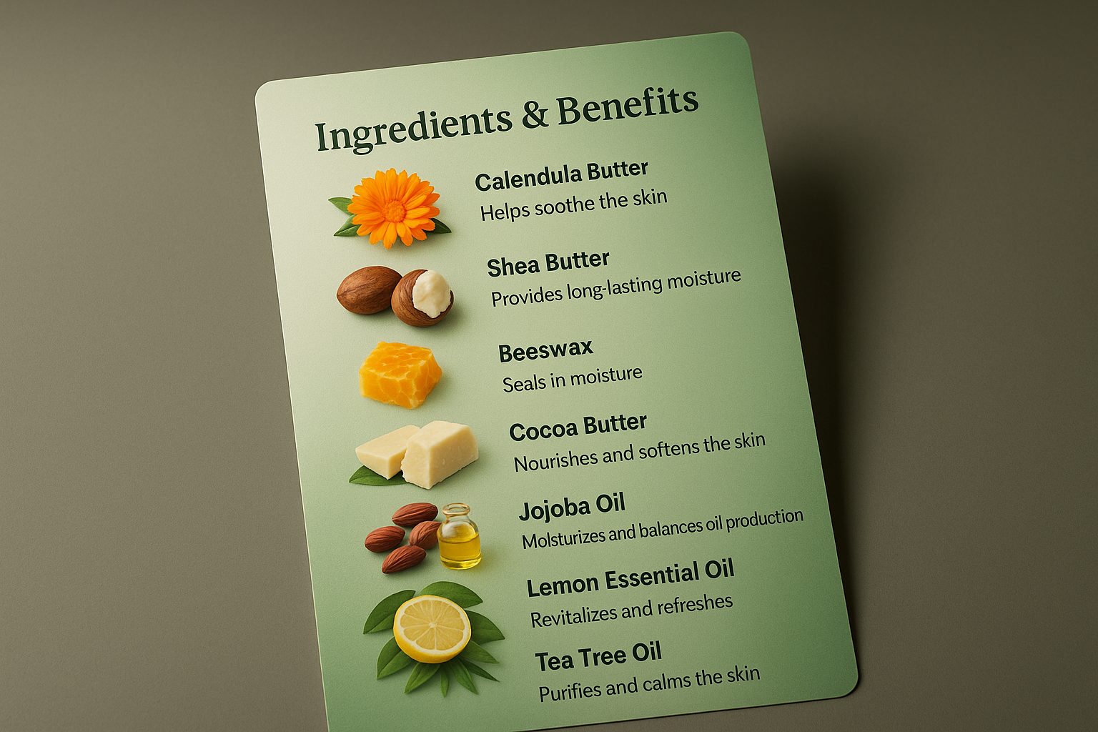 3D Ingredients & Benefits Card