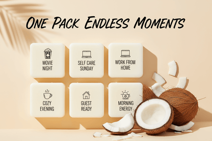 6 sensory experiences Crazy Coconut wax melt - multi-layered coconut vanilla fragrance - premium Canadian artisan wax