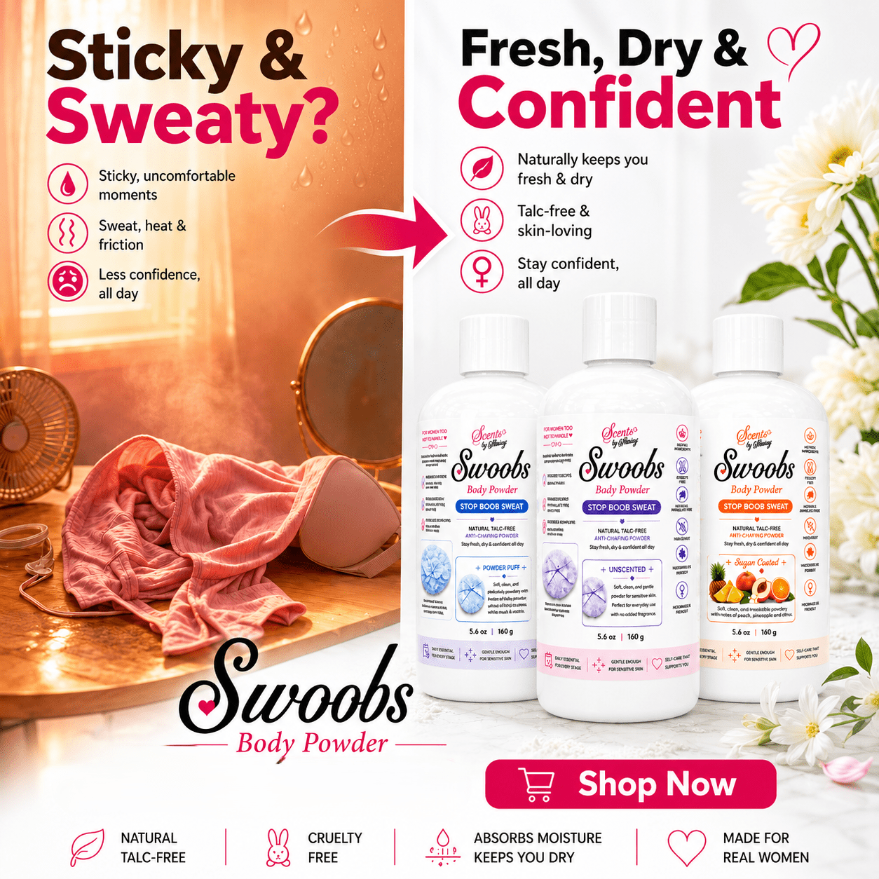 Swoobs Body Powder — Natural Talc - Free Body Dusting Powder - Scents By Shaizy