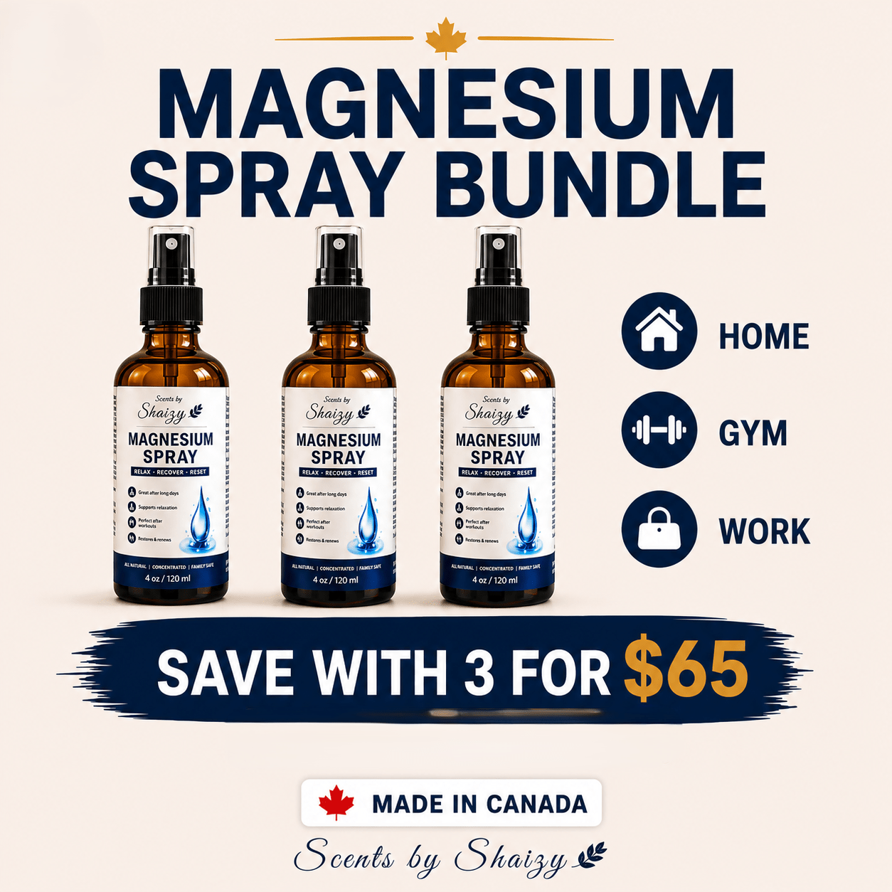 Magnesium Spray 3 - Pack — Bundle for $65 - Scents By Shaizy