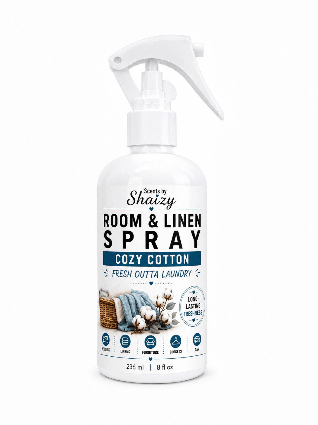 Cozy Cotton Room & Linen Spray – Fresh Laundry Scent - Scents By Shaizy
