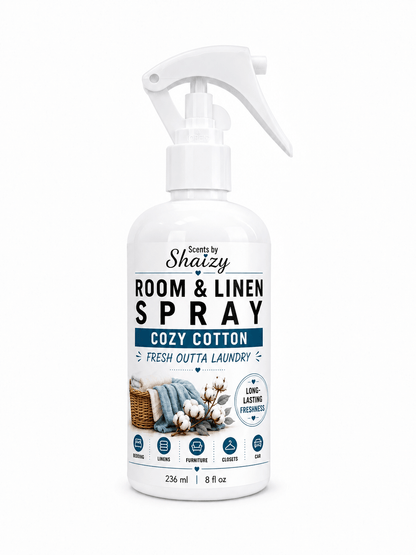 Cozy Cotton Room & Linen Spray – Fresh Laundry Scent - Scents By Shaizy
