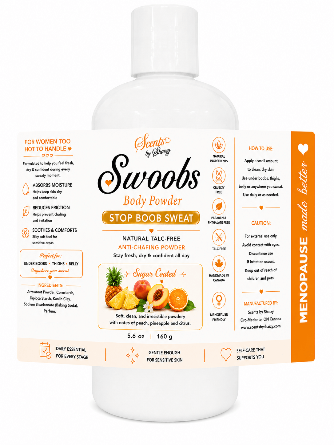 Swoobs Body Powder - Natural Talc - Free Anti - Chafing Powder - Scents By Shaizy