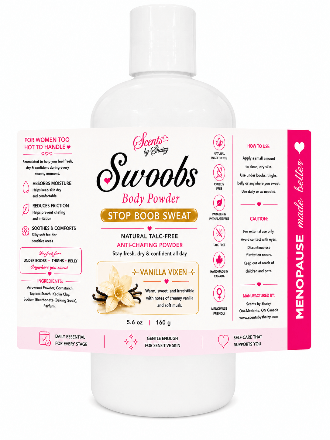 Swoobs Body Powder - Natural Talc - Free Anti - Chafing Powder - Scents By Shaizy