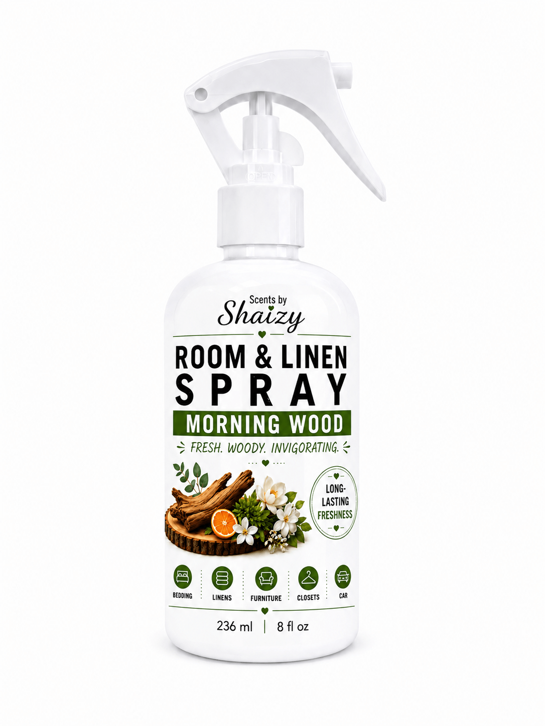 Morning Wood Room & Linen Spray – Sandalwood & Vanilla - Scents By Shaizy