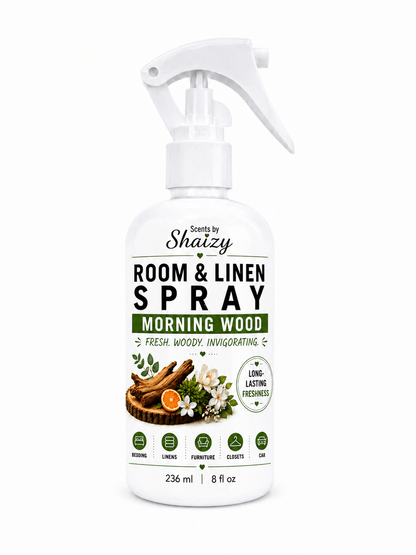 Morning Wood Room & Linen Spray – Sandalwood & Vanilla - Scents By Shaizy