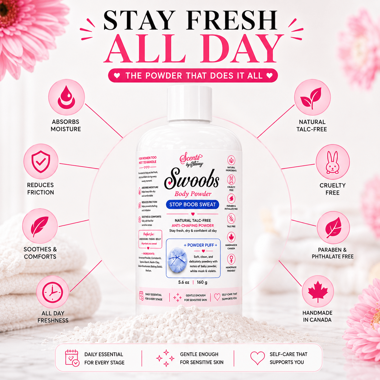 Swoobs Body Powder — Natural Talc - Free Body Dusting Powder - Scents By Shaizy