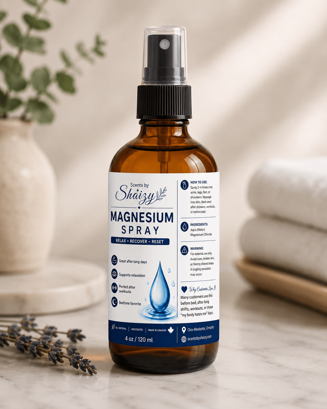Magnesium Spray — Pure Transdermal Magnesium | Handmade in Canada - Scents By Shaizy