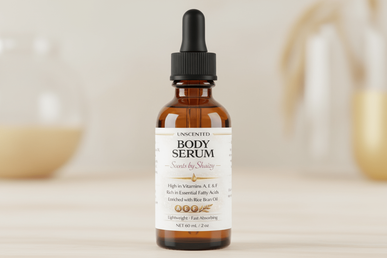 Unscented Body Serum - Vitamin A, E & F with Rice Bran Oil - Scents By Shaizy