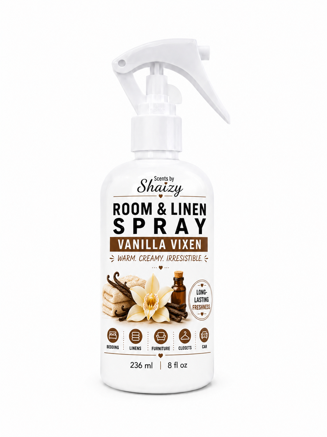 Vanilla Vixen Room & Linen Spray – Creamy Vanilla & Spicy Musk