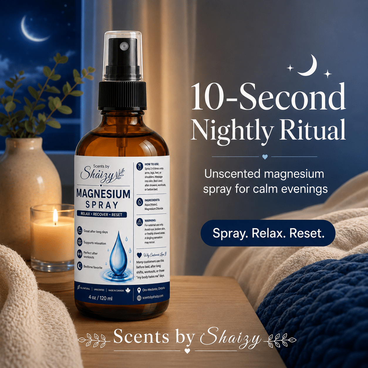 Magnesium Spray — Your Daily Reset Spray | Handmade in Canada - Scents By Shaizy