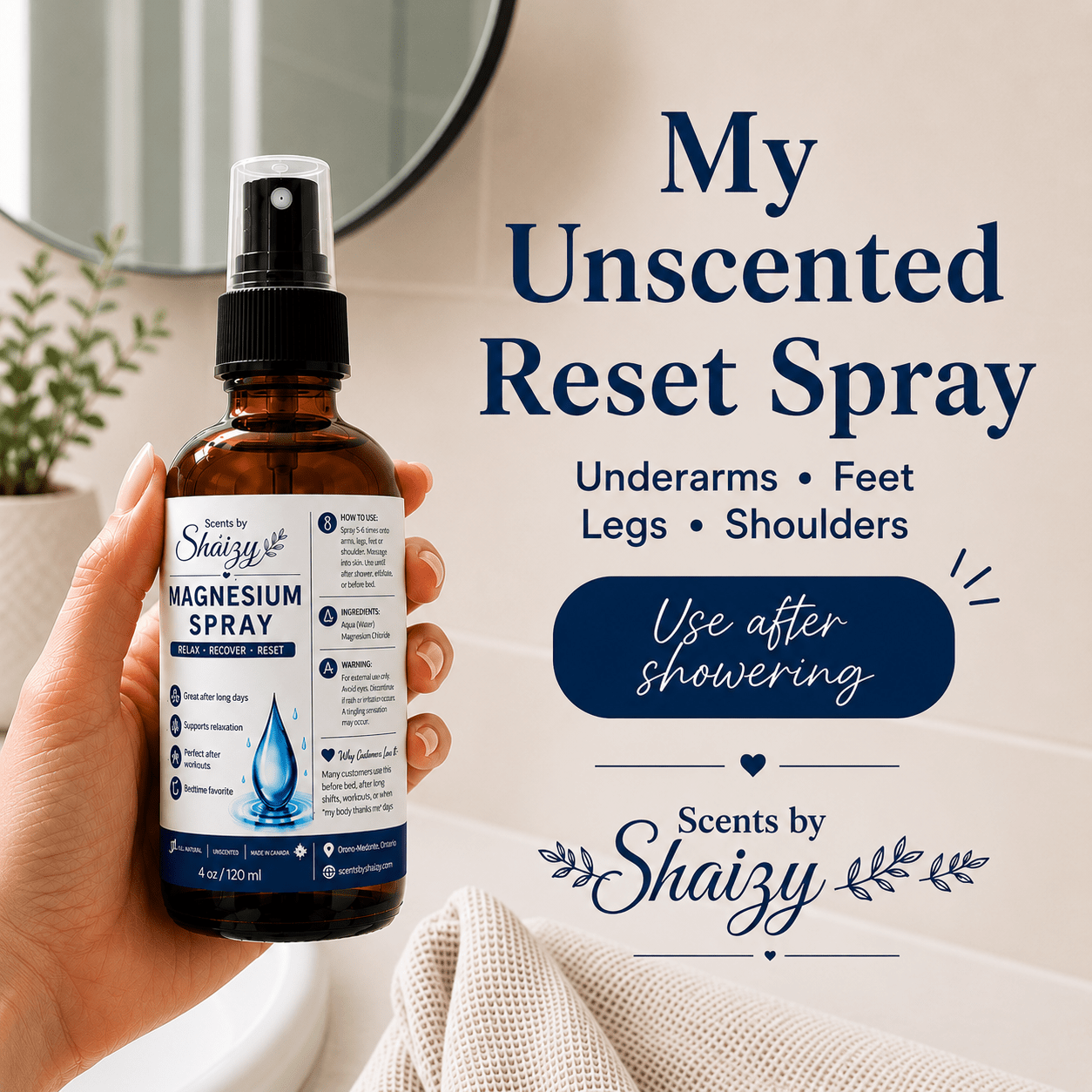 Magnesium Spray — Your Daily Reset Spray | Handmade in Canada - Scents By Shaizy