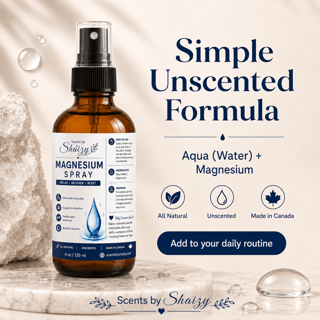 Magnesium Spray — Your Daily Reset Spray | Handmade in Canada - Scents By Shaizy