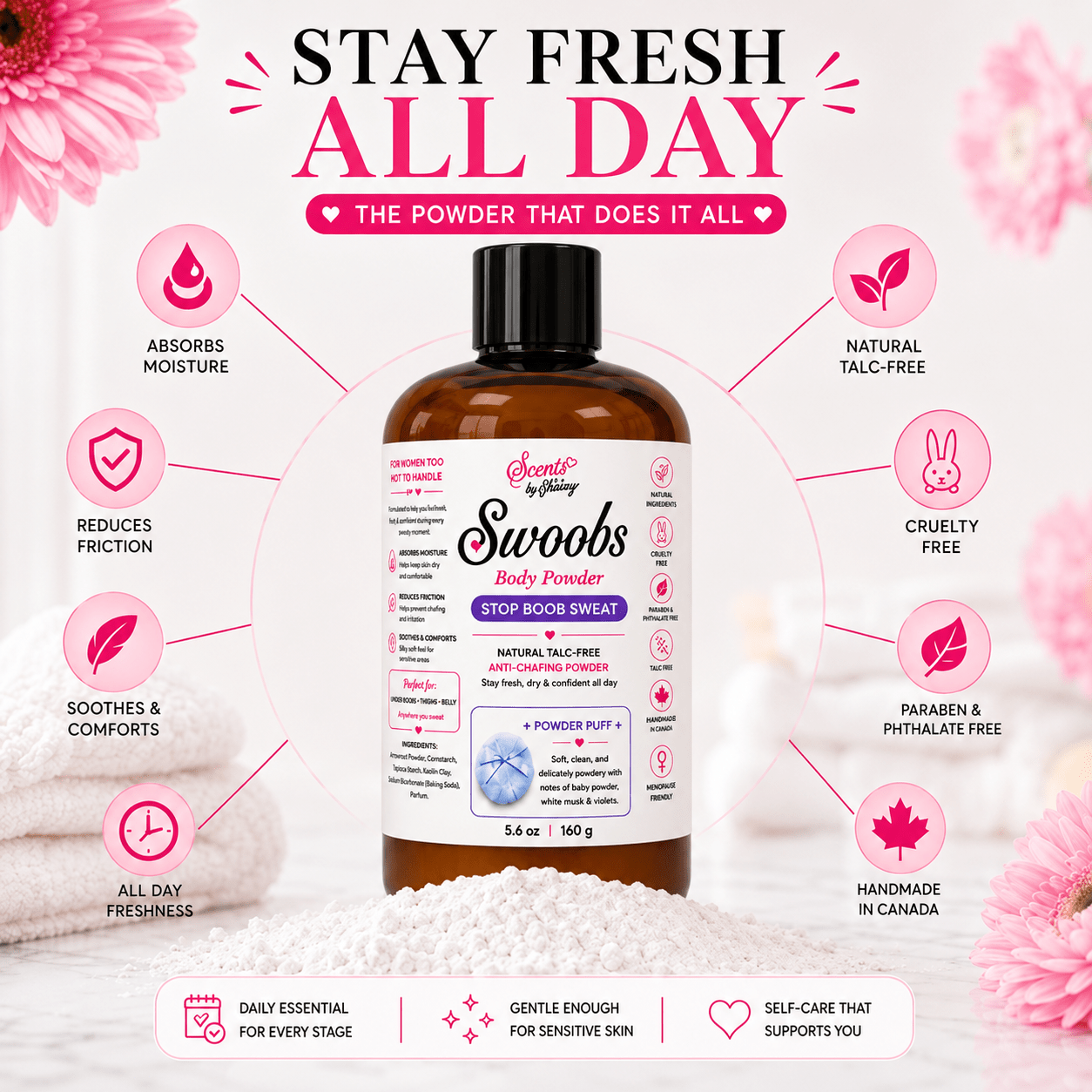 Swoobs Natural Talc-Free Body Dusting Powder - Scents By Shaizy