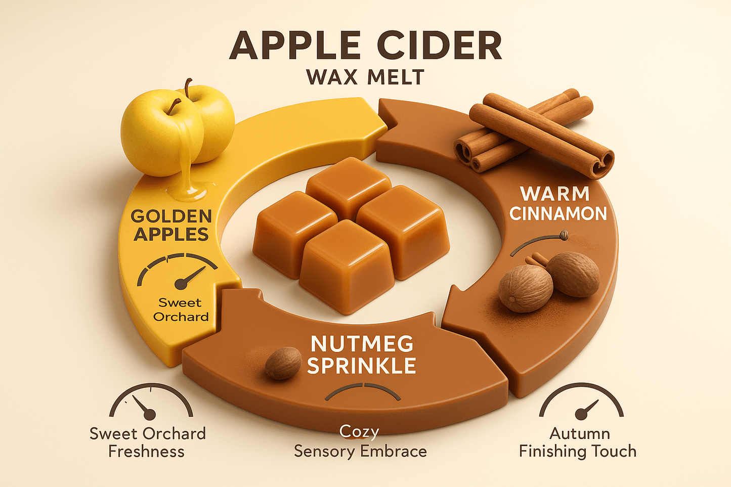 Apple Cider scent profile - warm spiced apple cinnamon fragrance notes - luxury artisan fall wax melts Canada