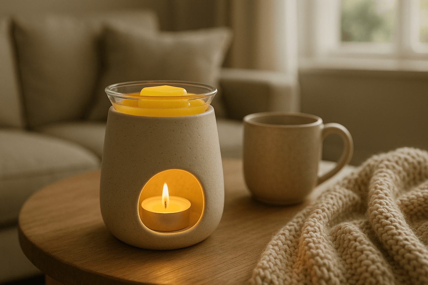 Basil and Pear wax melt in home - fresh herb fruit fragrance - premium Canadian spring wax melts Ontario