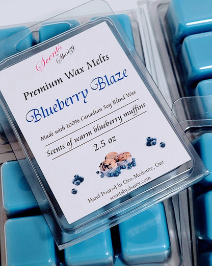 Blueberry Blaze wax melt product - fresh blueberry muffin bakery scent - handcrafted Canadian soy blend wax melts
