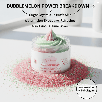 Bubblemelon Foaming Sugar Scrub 🍉 | 4 - in - 1 Body Scrub & Wash - Scents By Shaizy