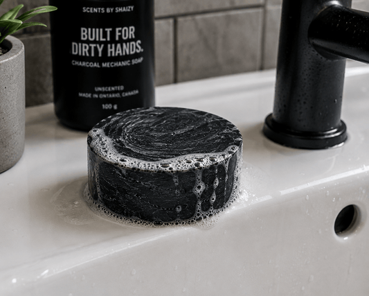 Charcoal Mechanic Soap – Fragrance-Free, 100 g - Scents By Shaizy