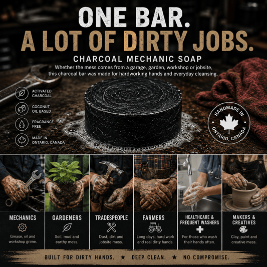 Charcoal Mechanic Soap – Fragrance-Free, 100 g - Scents By Shaizy