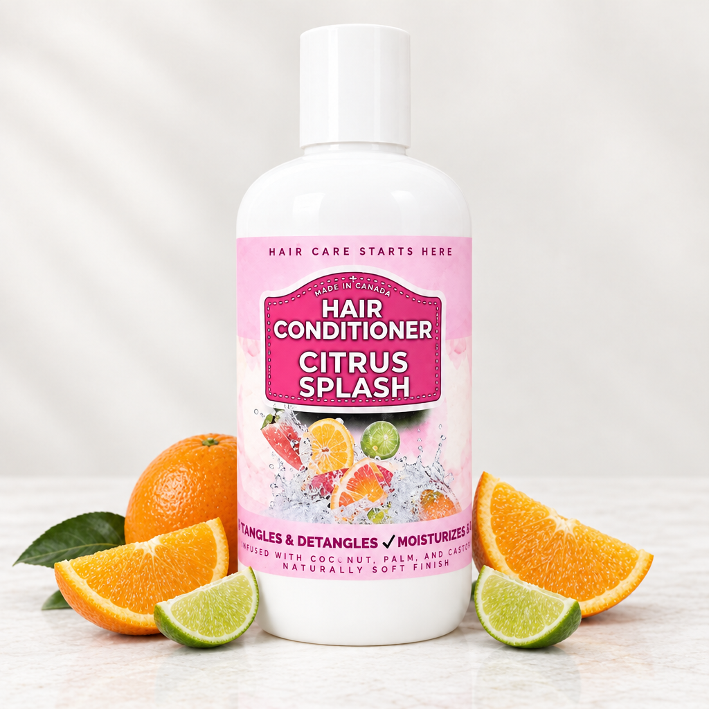 Citrus conditioner with a clean backdrop and orange and lime styling