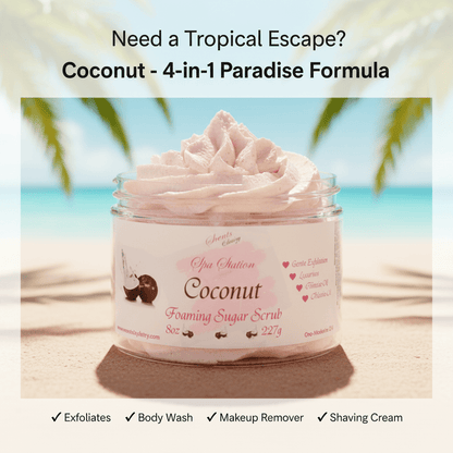 Coconut Foaming Sugar Scrub 🥥 | 4 - in - 1 Body Scrub & Wash - Scents By Shaizy