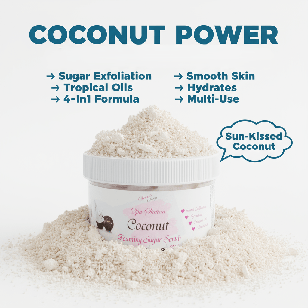 Coconut Foaming Sugar Scrub 🥥 | 4 - in - 1 Body Scrub & Wash - Scents By Shaizy
