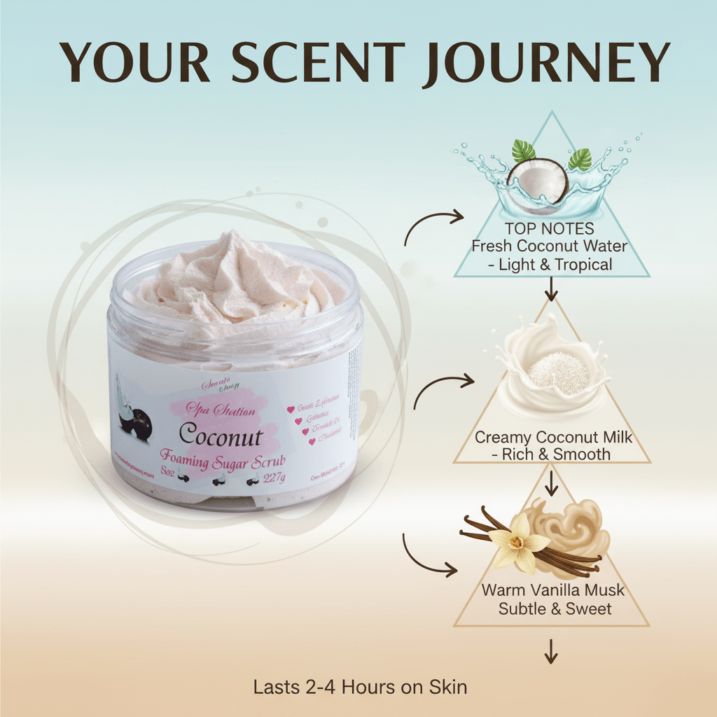 Coconut Foaming Sugar Scrub 🥥 | 4 - in - 1 Body Scrub & Wash - Scents By Shaizy